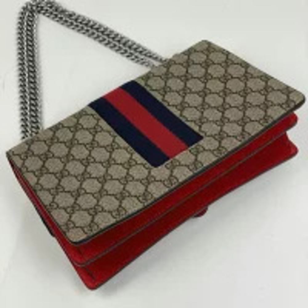 Gucci Flap Embroidered Red Chain Bag Double GG Dionysus Beige Sequined Red Tan